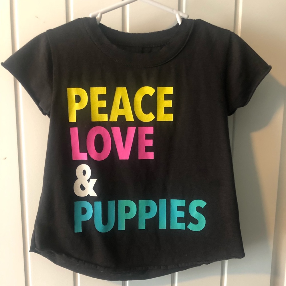 3T  Black Peace Love & Puppies short sleeve shirt